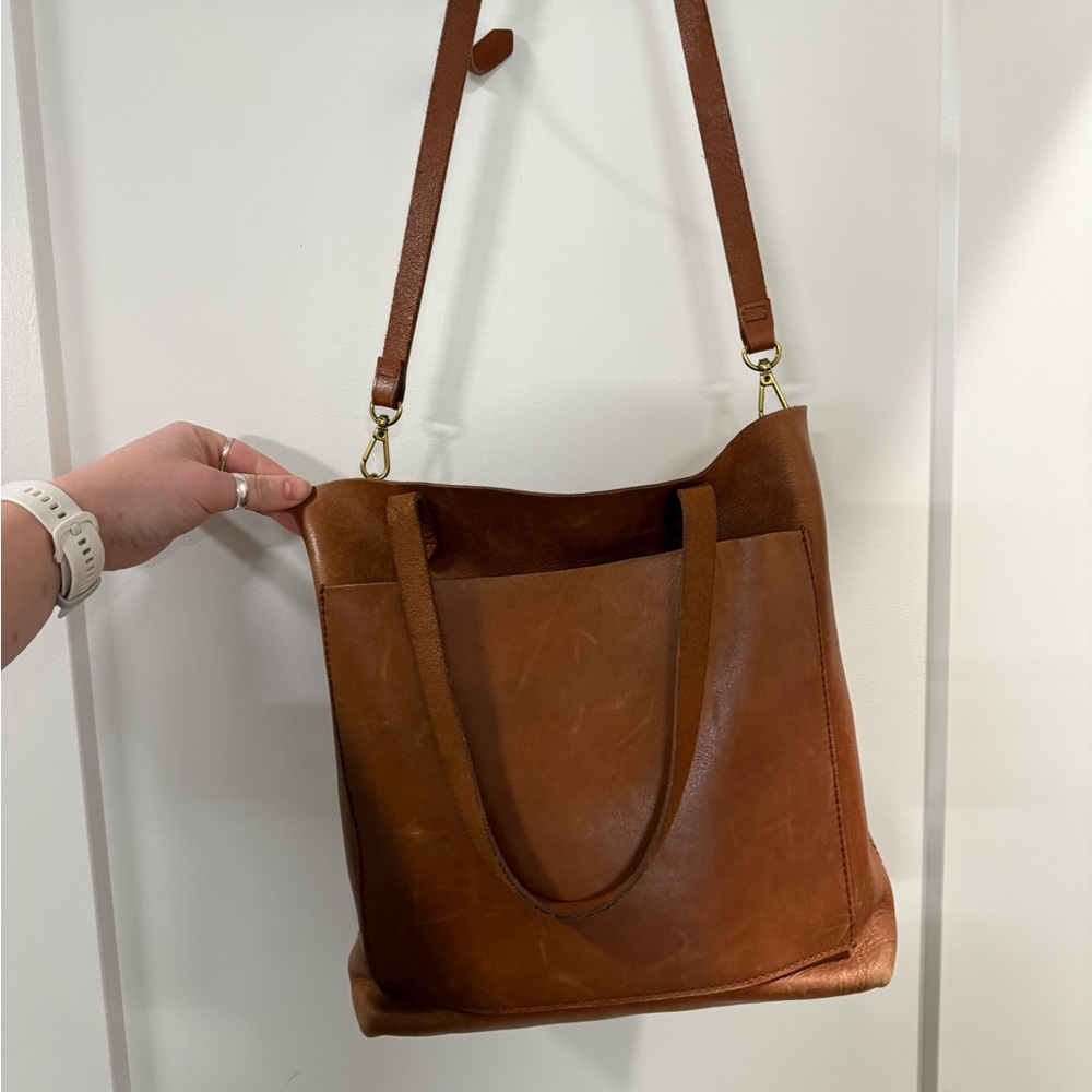 Madewell Cognac Leather Shoulder Tote
